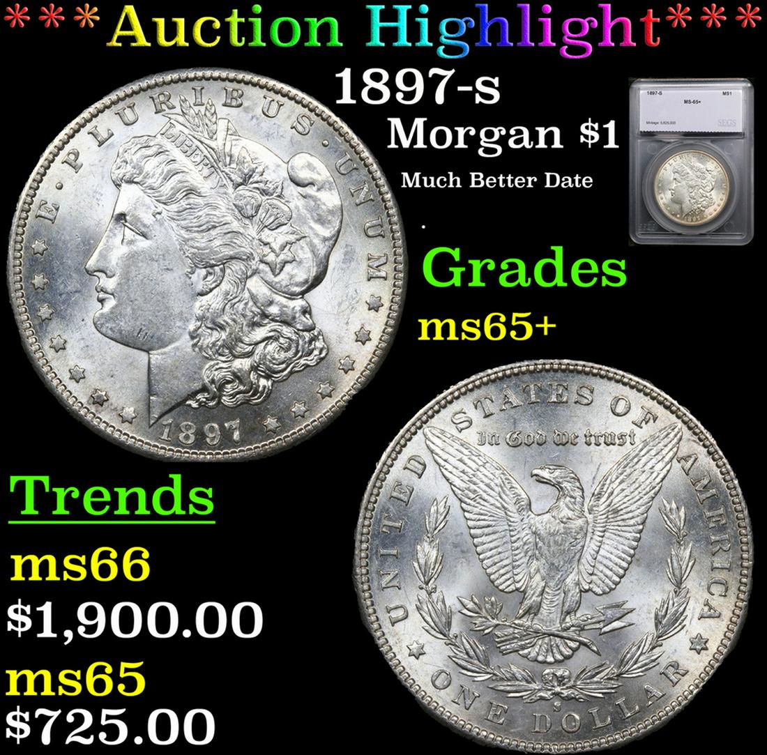 ***Auction Highlight*** 1897-s Morgan Dollar $1 Graded ms65+ By SEGS (fc) (1 of 5)