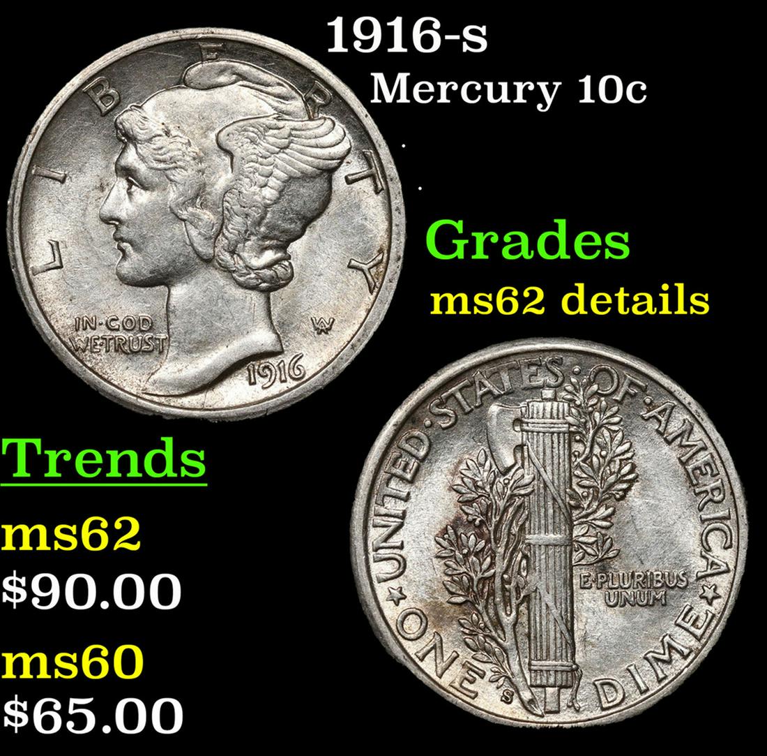 1916-s Mercury Dime 10c Grades Unc Details (1 of 3)