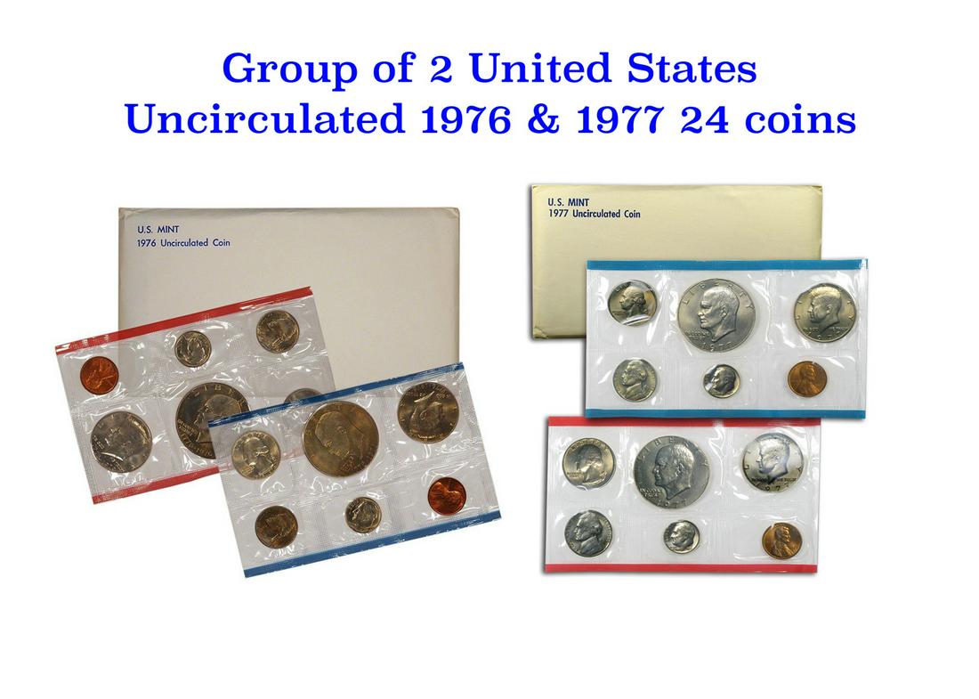 1976 & 1977 United States Mint Set in Original Government Packaging, Both  includes 2 Eisenhower (1 of 3)