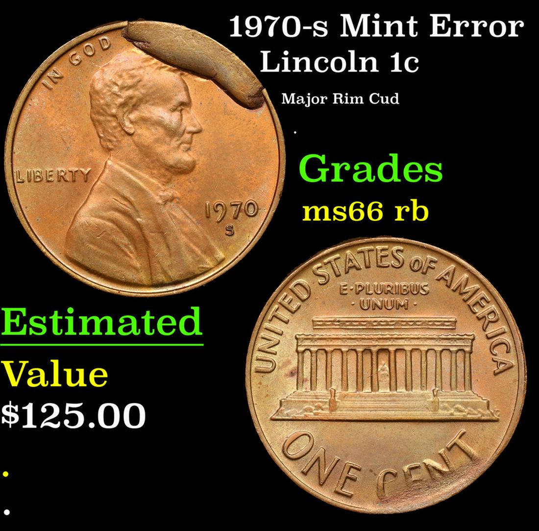 1970-s Lincoln Cent Mint Error 1c Grades GEM+ Unc RB (1 of 3)