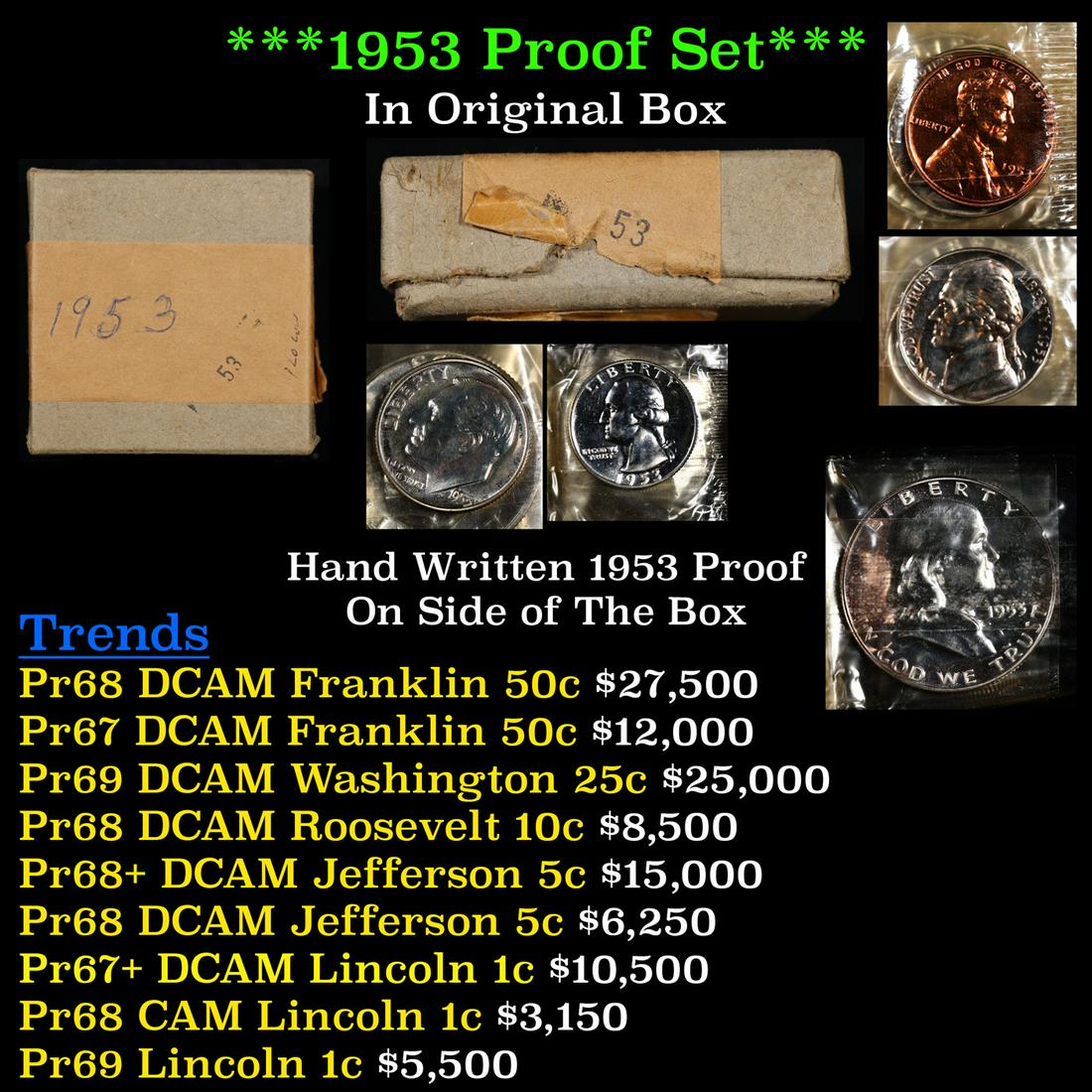 1953 United States Mint Proof Set In Original Box! 5 Coins Inside! (1 of 8)