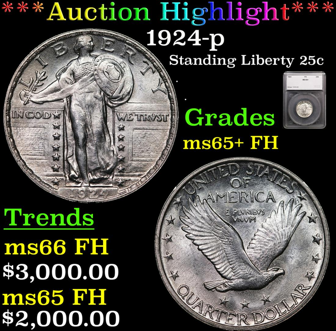***Auction Highlight*** 1924-p Standing Liberty Quarter 25c Graded ms65+ FH By SEGS (fc) (1 of 5)