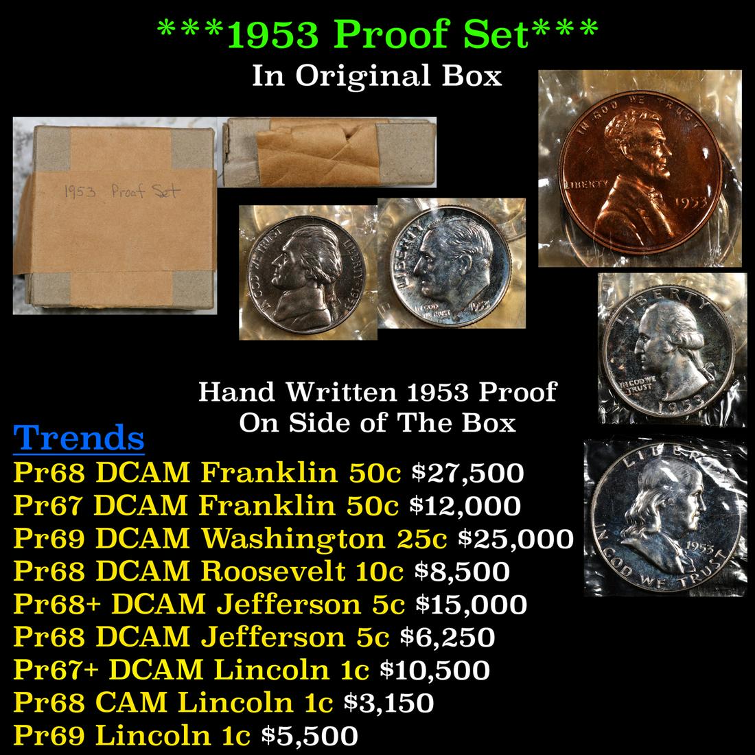 1953 United States Mint Proof Set In Original Box! 5 Coins Inside! (1 of 8)