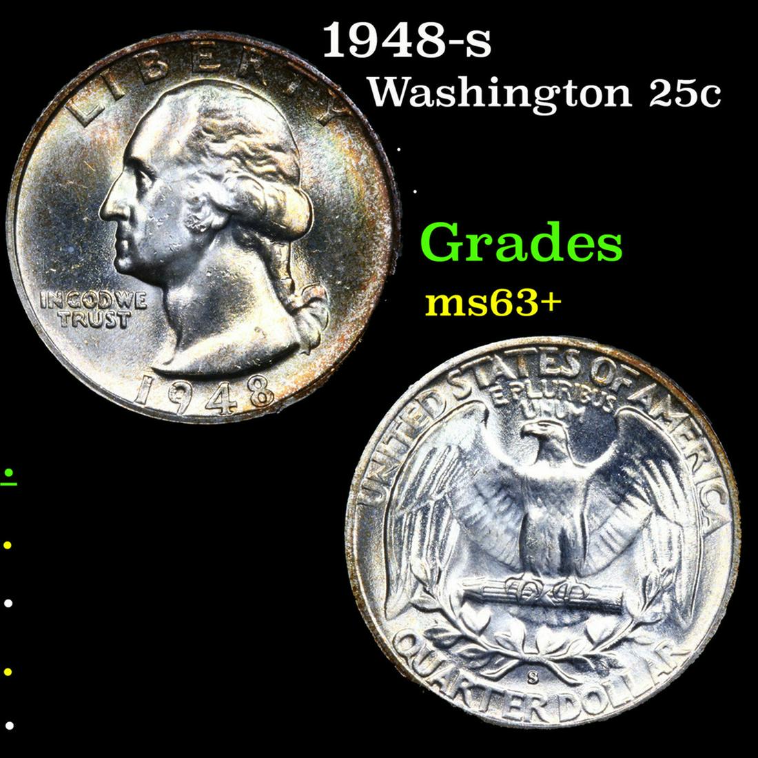 1948-s Washington Quarter 25c Grades Select+ Unc (1 of 3)