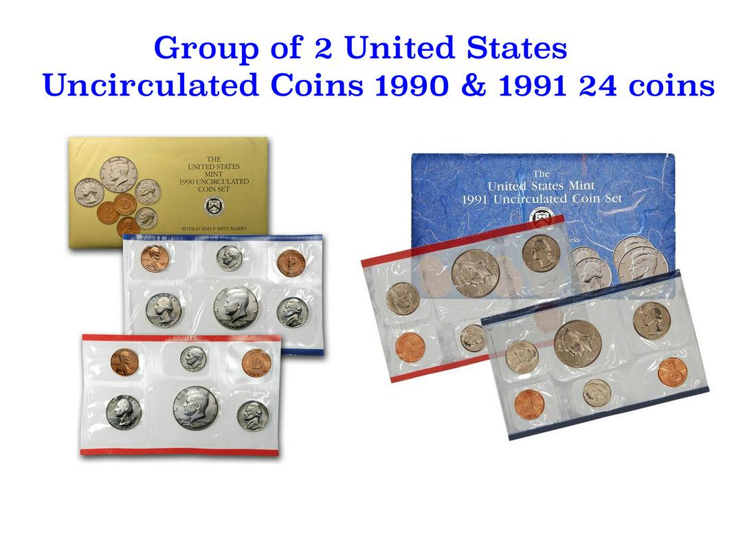 Group of 2 United States Mint Set in Original Government Packaging! From 1990-1991 with 20 Coins (1 of 3)