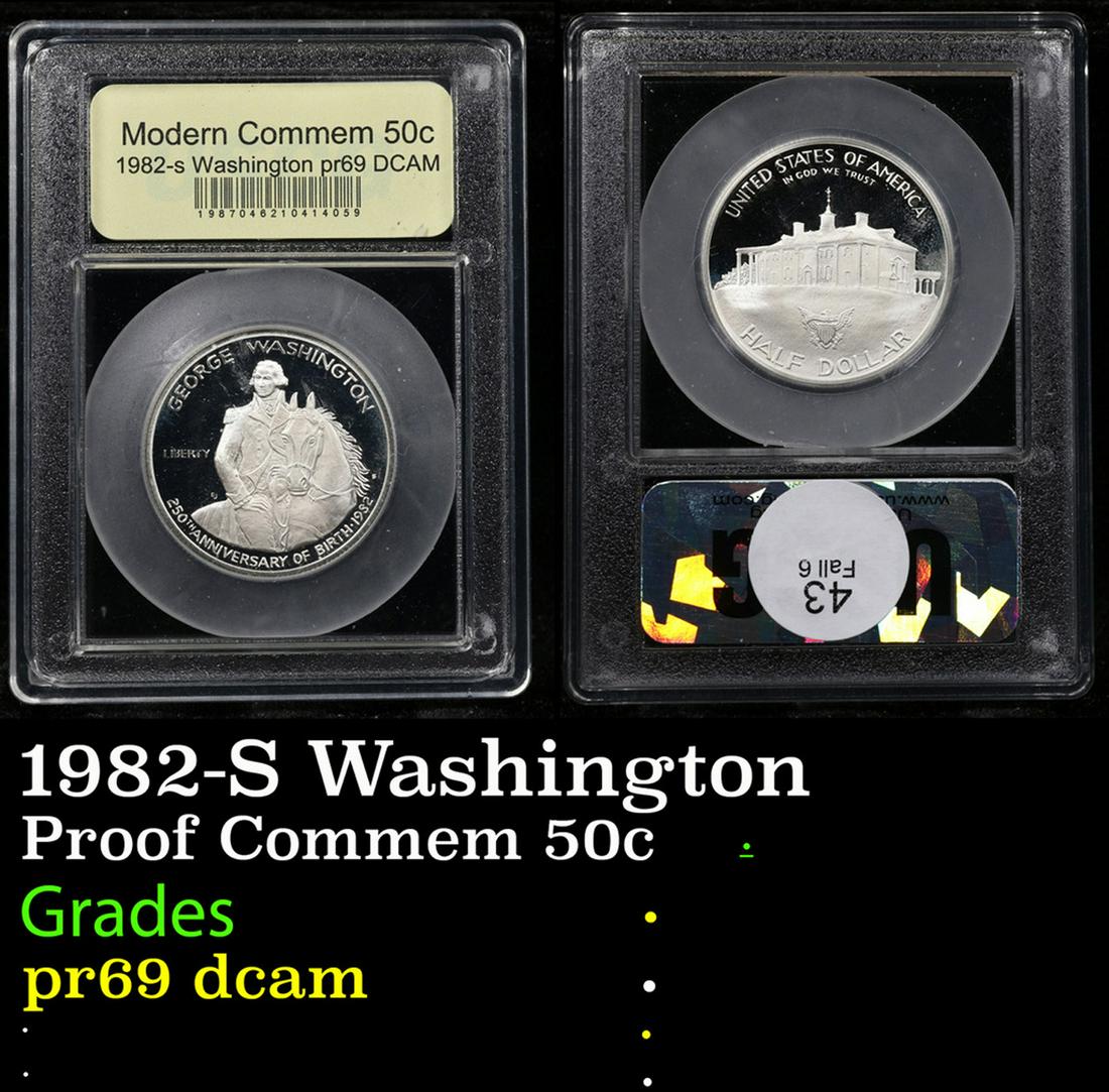 Proof 1982-S Washington Modern Commem Half Dollar 50c Graded pr69 dcam By USCG (1 of 3)