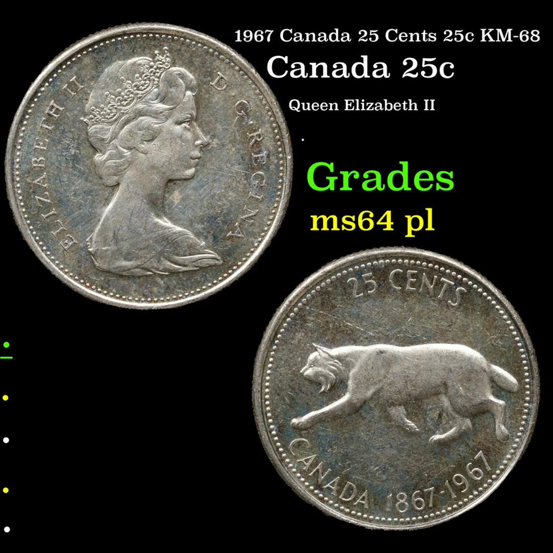 1967 Canada 25 Cents 25c KM-68 Grades Choice Unc PL (1 of 3)