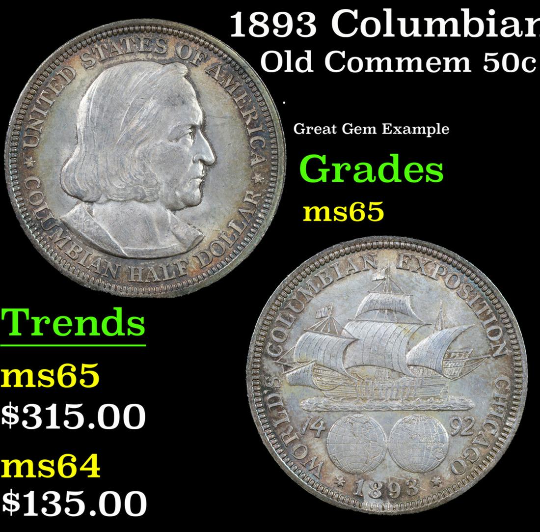 1893 Columbian Old Commem Half Dollar 50c Grades GEM Unc (1 of 3)