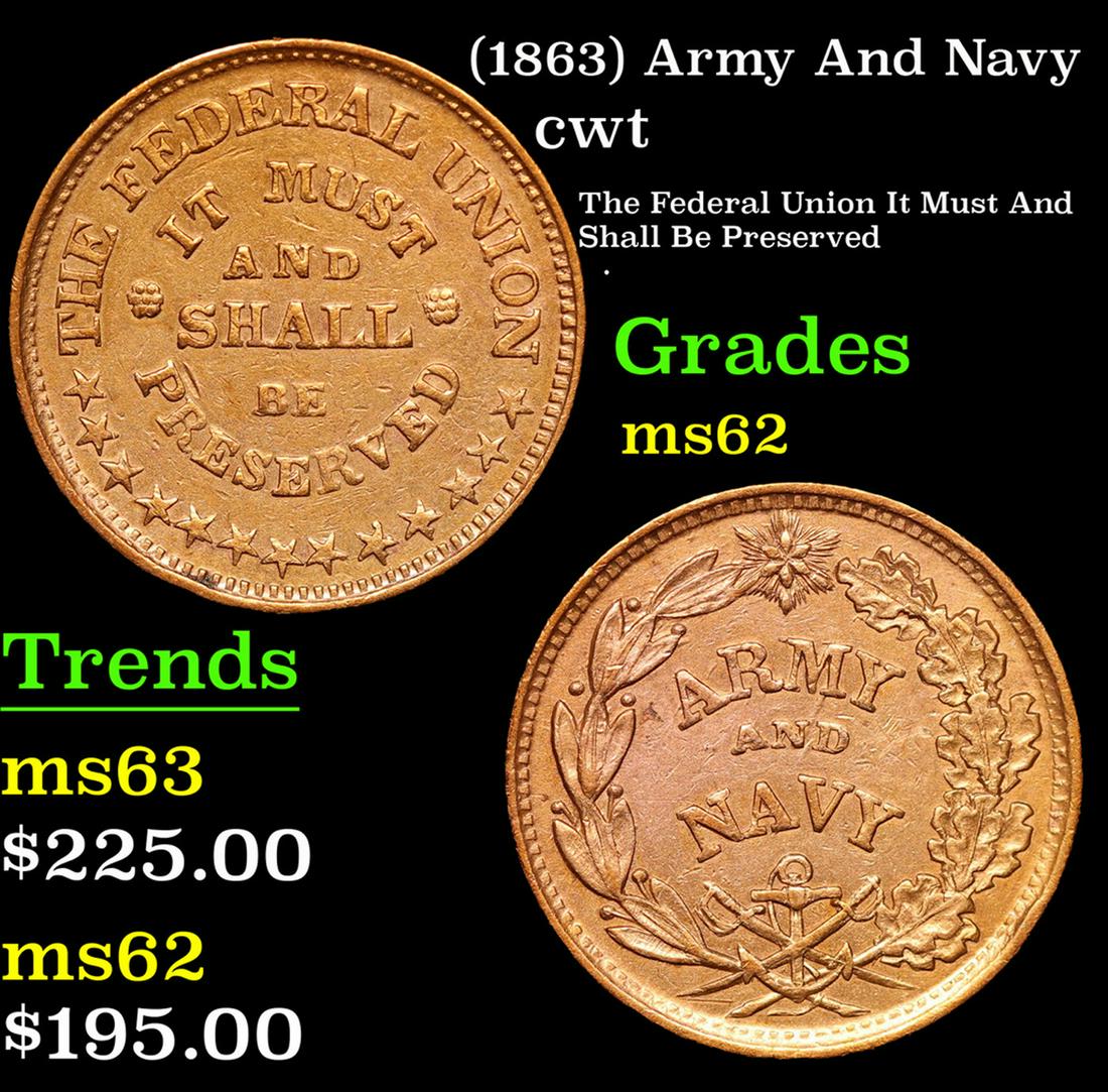 (1863) Army And Navy Civil War Token 1c Grades Select Unc (1 of 3)