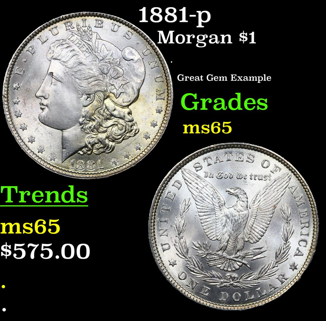 1881-p Morgan Dollar $1 Grades GEM Unc (1 of 3)