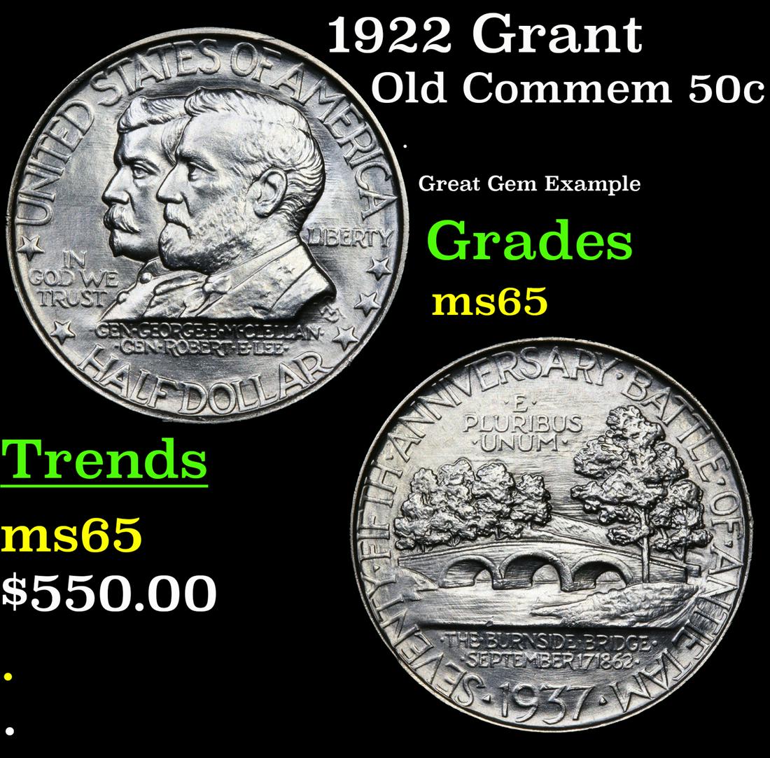 1922 Grant Old Commem Half Dollar 50c Graded ms65 By SEGS (1 of 5)