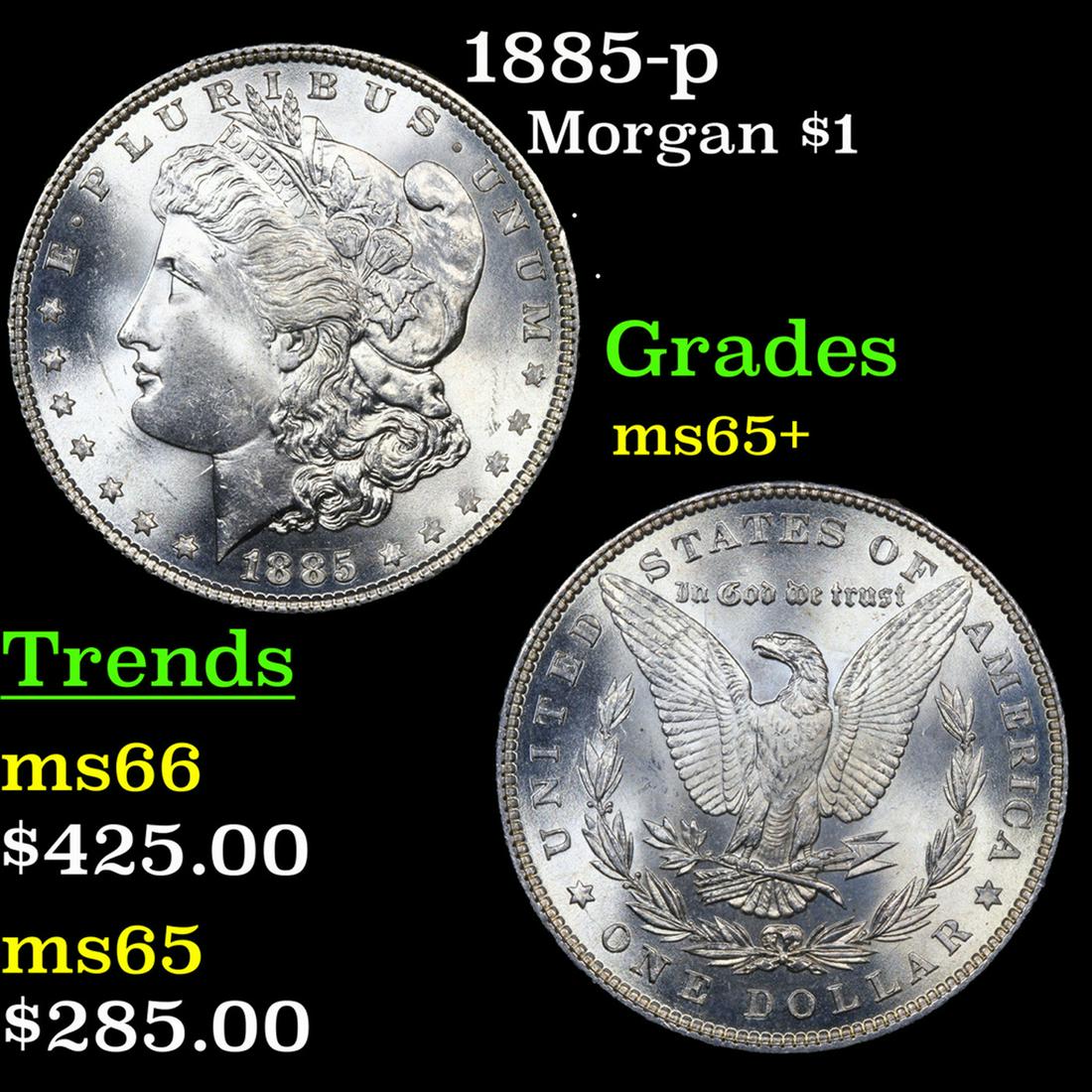 1885-p Morgan Dollar $1 Grades GEM+ Unc (1 of 3)