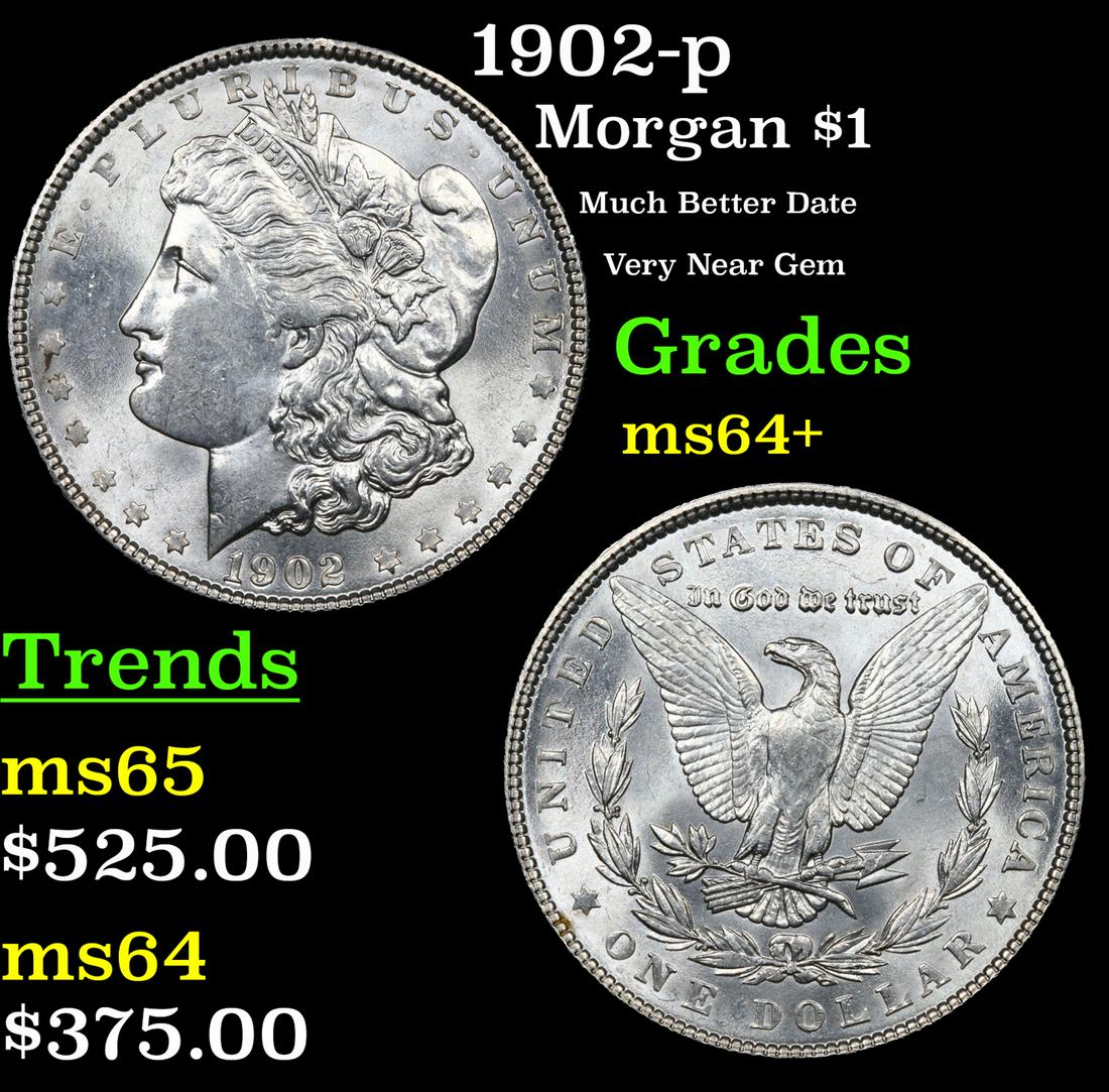 1902-p Morgan Dollar $1 Grades Choice+ Unc (1 of 3)