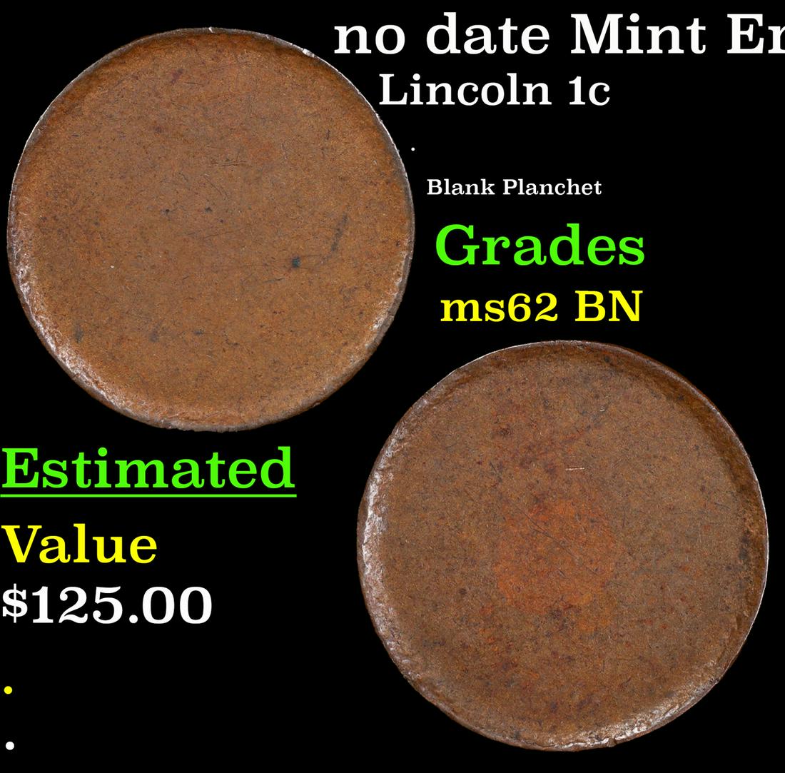 no date Lincoln Cent Mint Error 1c Grades Select Unc BN (1 of 3)