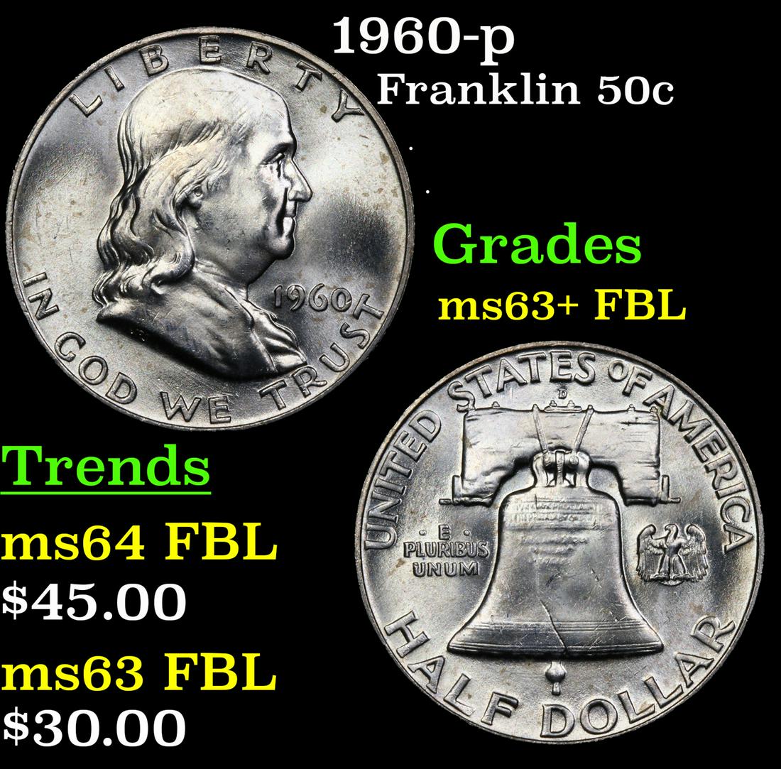 1960-d Franklin Half Dollar 50c Grades Select Unc+ FBL (1 of 3)