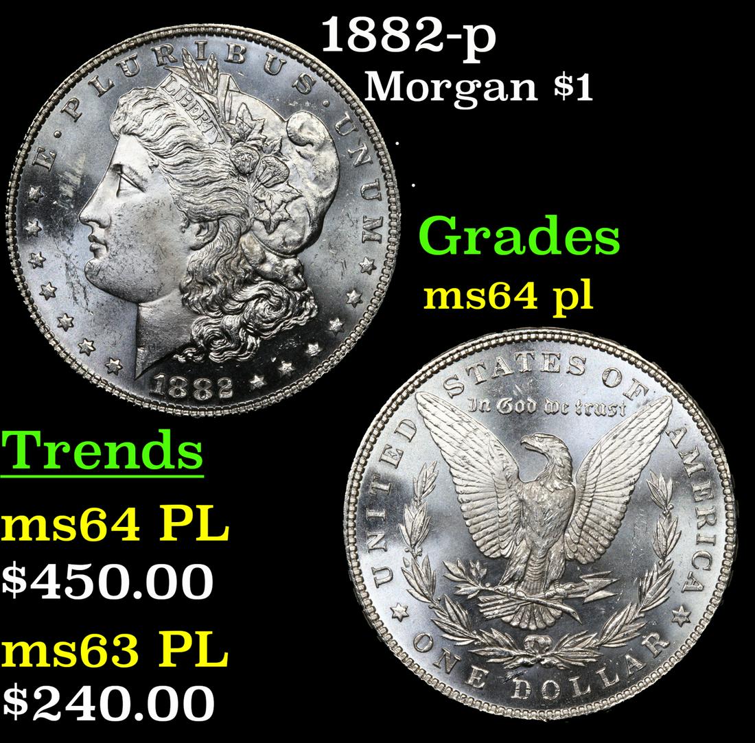 1882-p Morgan Dollar $1 Grades Choice Unc PL (1 of 3)