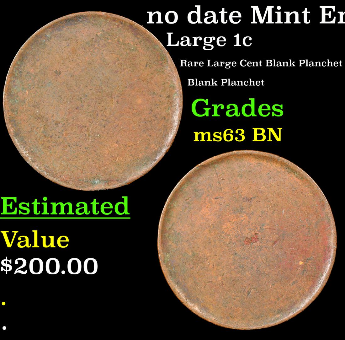 no date Large Cent 1c Mint Error Grades Select Unc BN (1 of 3)