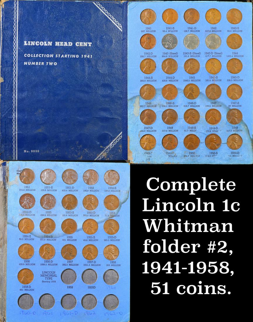 Complete Lincoln 1c Whitman folder #2, 1941-1958, 51 coins. (1 of 4)
