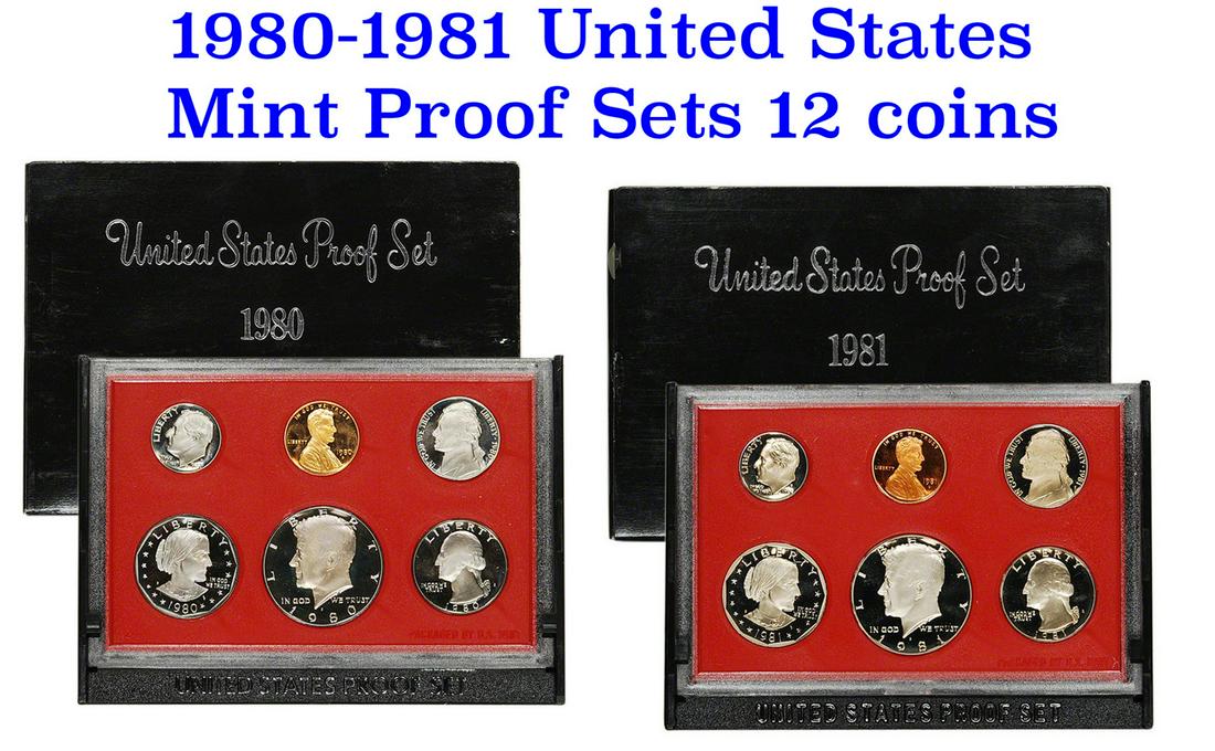 Group of 2 United States Mint Proof Sets 1980-1981 12 coins (1 of 3)