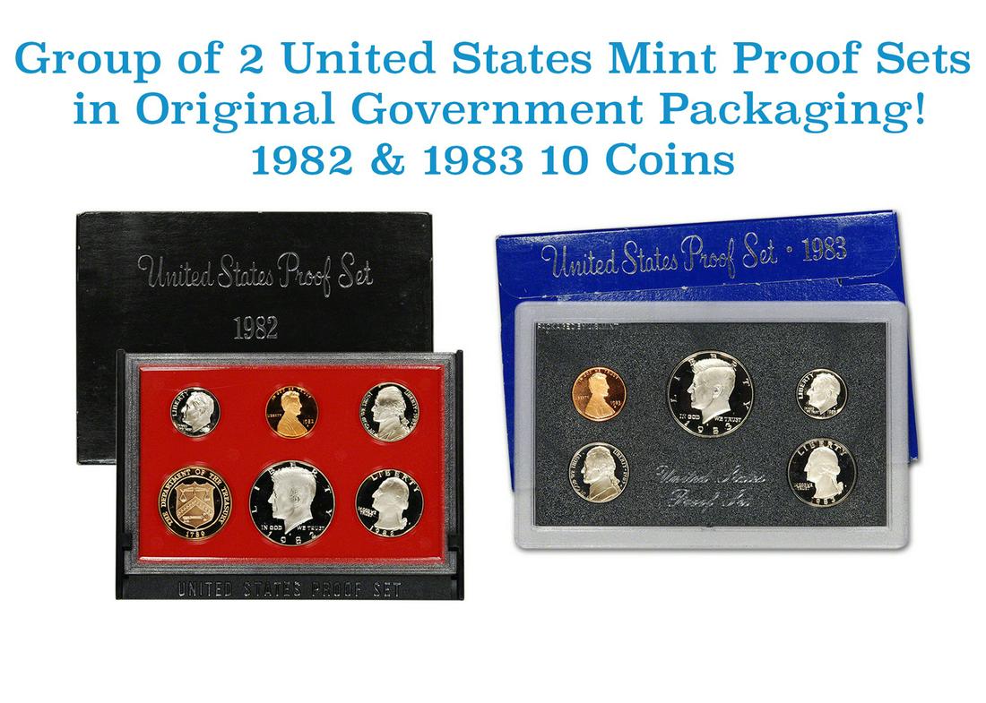Group of 2 United States Mint Proof Sets 1982-1983 10 coins (1 of 3)