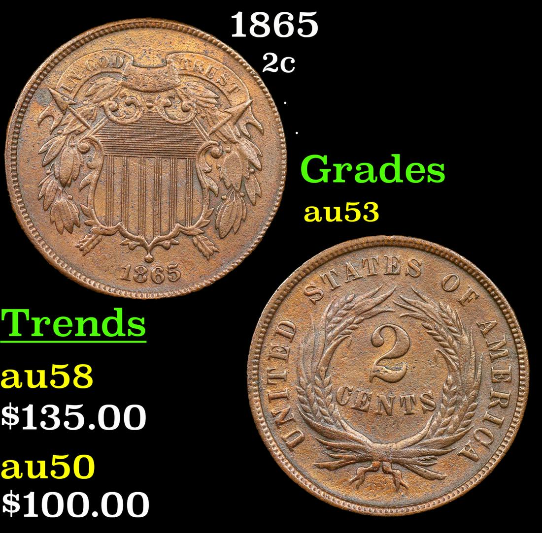 1865 Two Cent Piece 2c Grades Select AU (1 of 3)