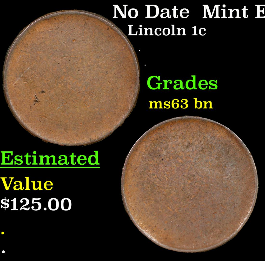 No Date  Lincoln Cent Mint Error Blank Planchet 1c Grades Select Unc BN (1 of 3)