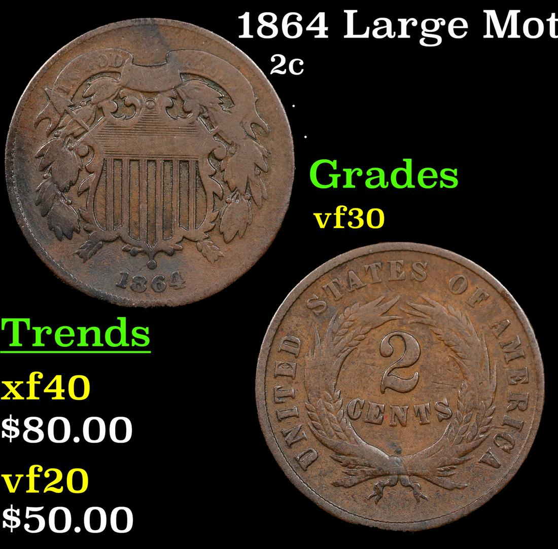 1864 Large Motto Two Cent Piece 2c Grades vf++ (1 of 3)