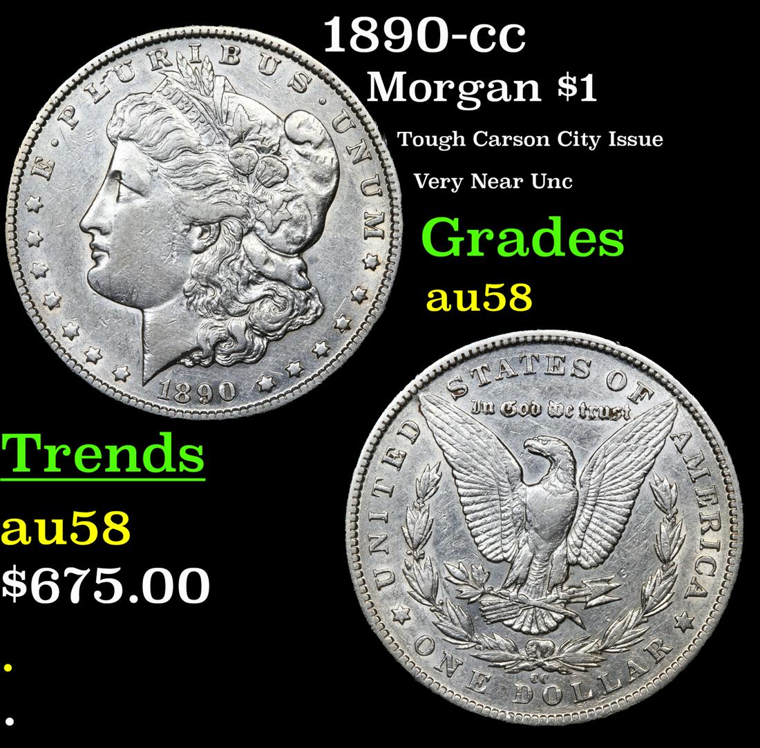 1890-cc Morgan Dollar $1 Grades Choice AU/BU Slider (1 of 3)