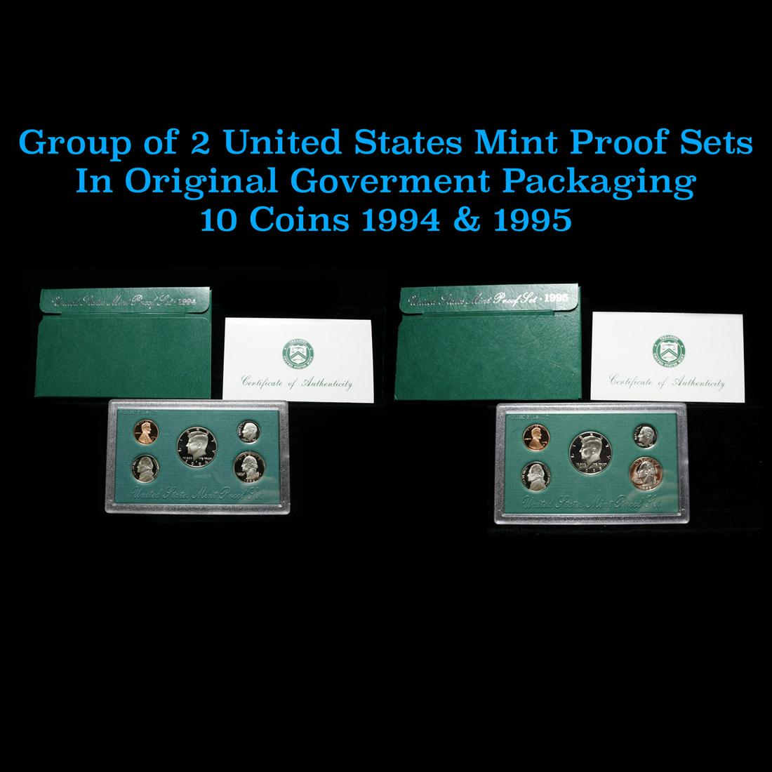 Group of 2 United States Mint Proof Sets 1994-1995 10 coins. (1 of 3)