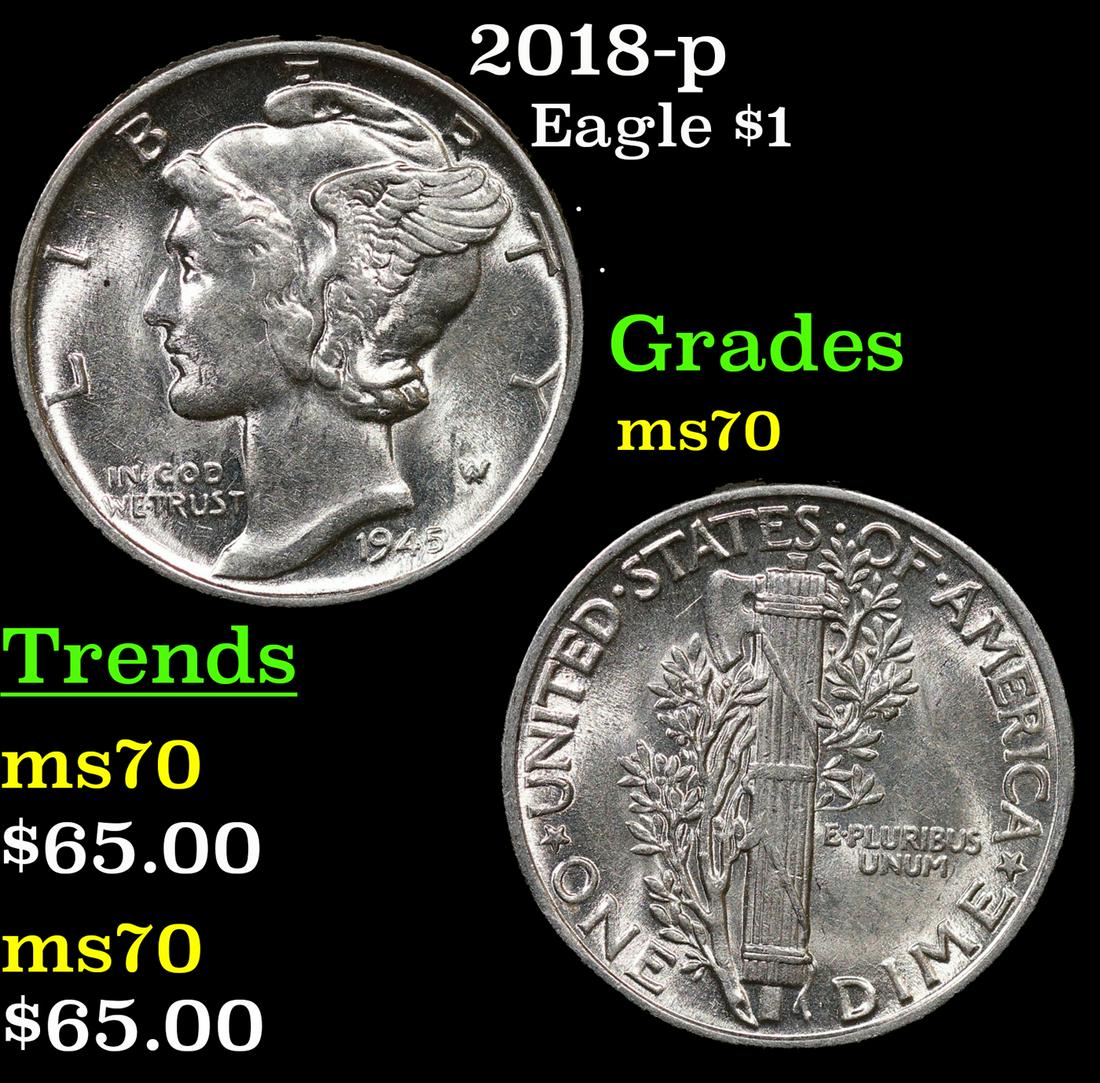 1945-p Mercury Dime 10c Grades GEM+ Unc (1 of 3)