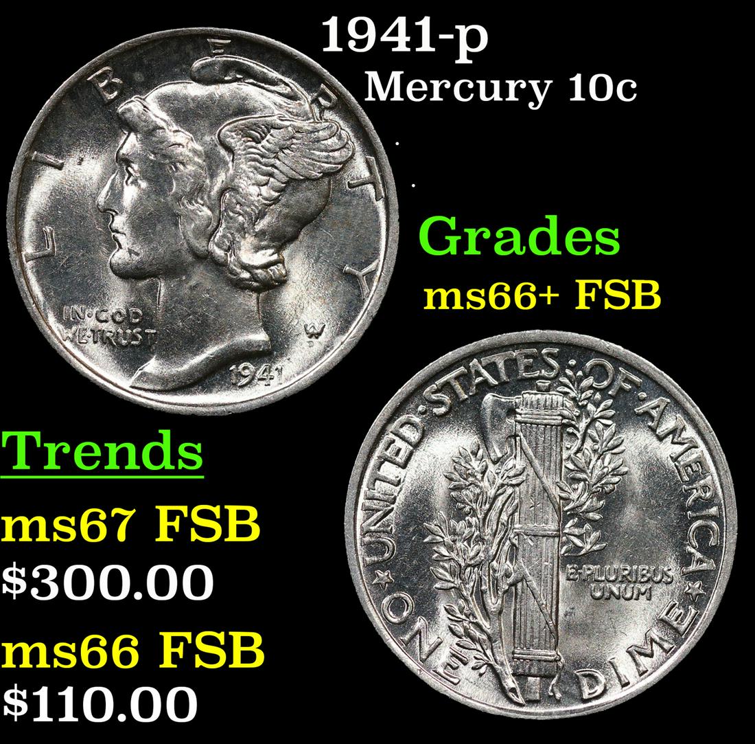 1941-p Mercury Dime 10c Grades GEM++ FSB (1 of 3)