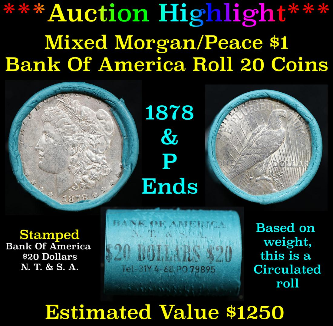 ***Auction Highlight*** Bank Of America Shotgun 1878 & 'P' Ends Mixed Morgan/Peace Silver dollar (1 of 4)