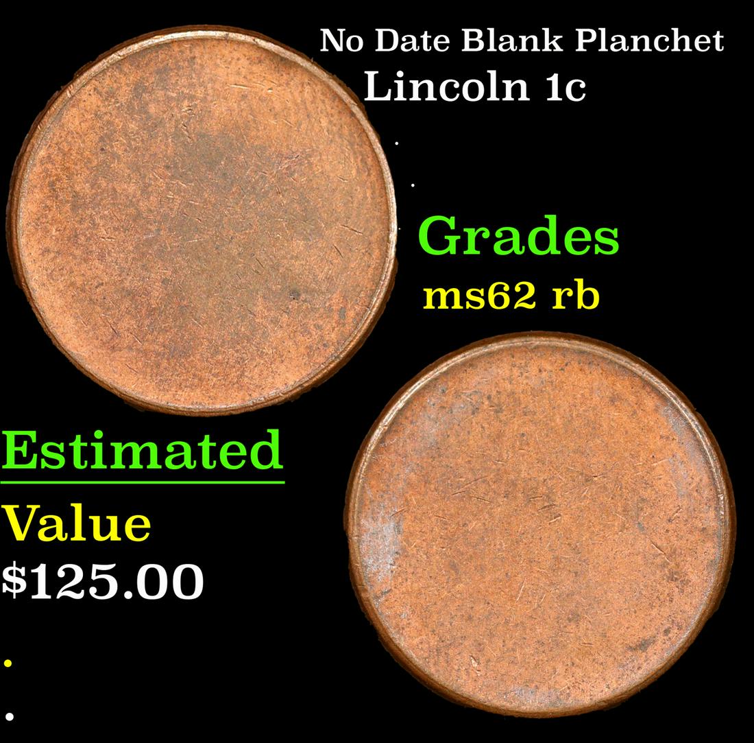 No Date Blank Planchet Lincoln Cent 1c Grades Select Unc RB (1 of 3)