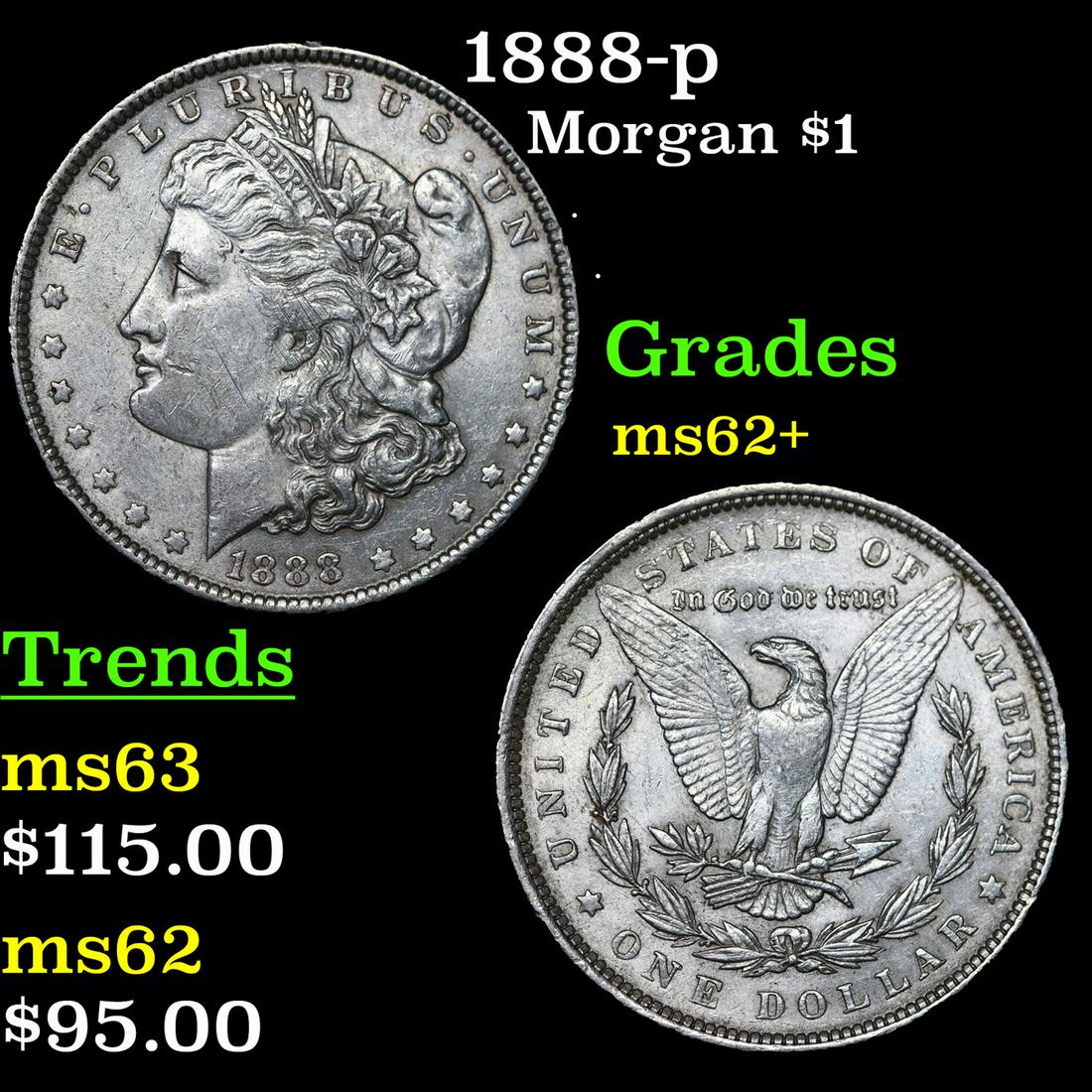 1888-p Morgan Dollar $1 Grades Select Unc (1 of 3)