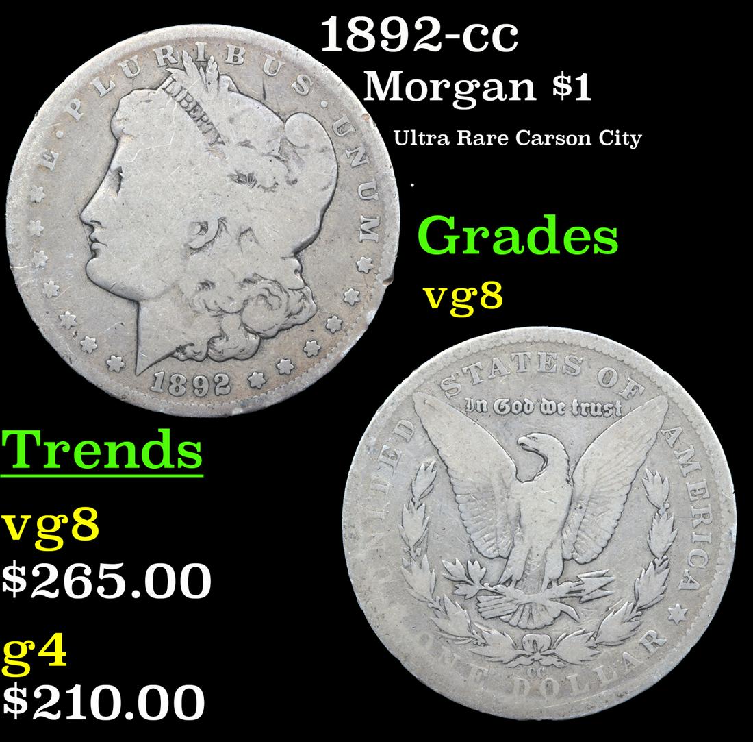 1892-cc Morgan Dollar $1 Grades vg, very good (1 of 3)