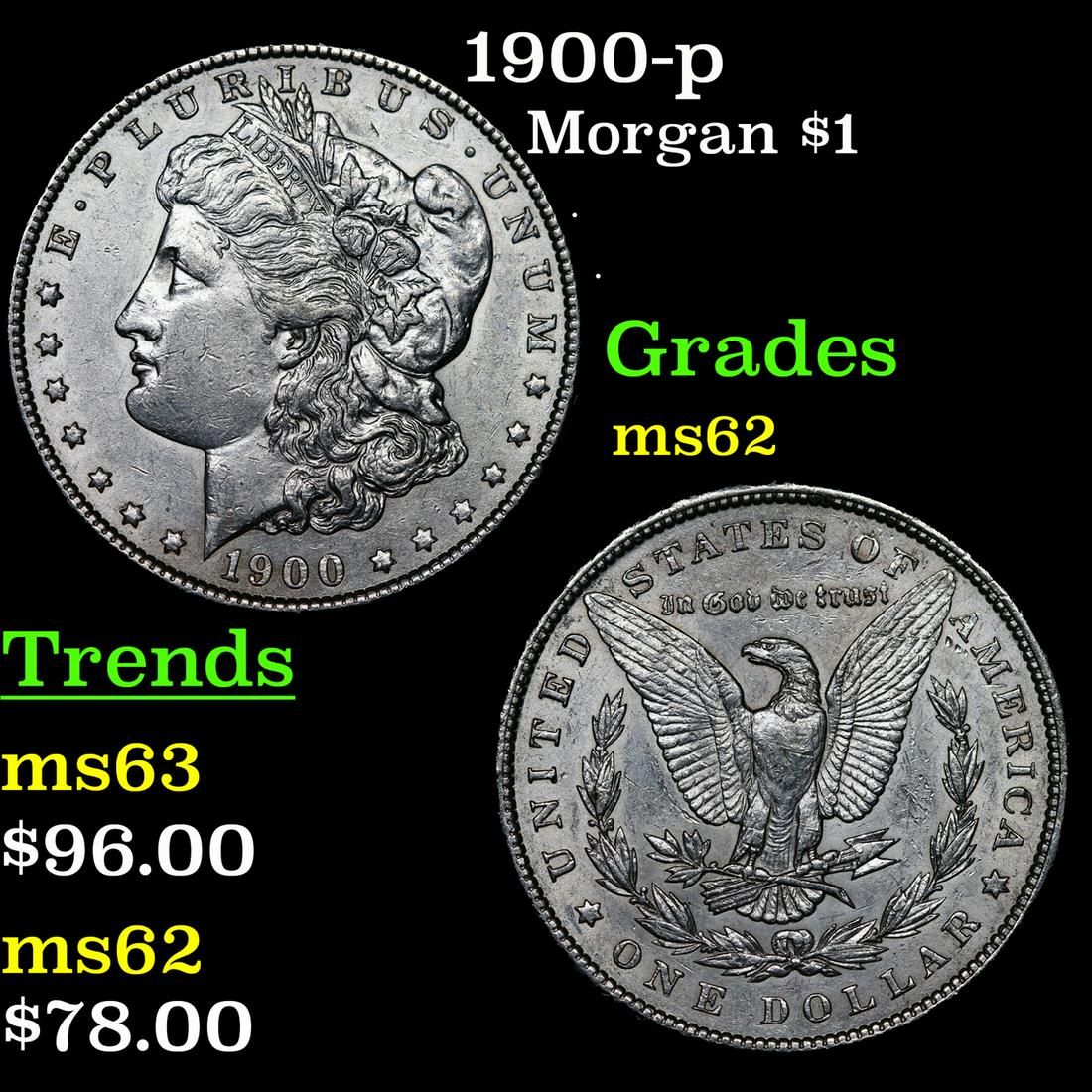1900-p Morgan Dollar $1 Grades Select Unc (1 of 3)