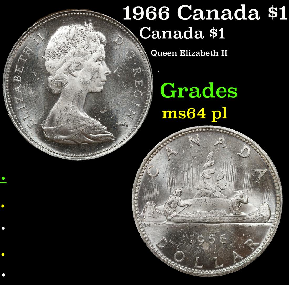 1966 Canada $1 Canada Dollar $1 Grades Choice Unc PL (1 of 3)