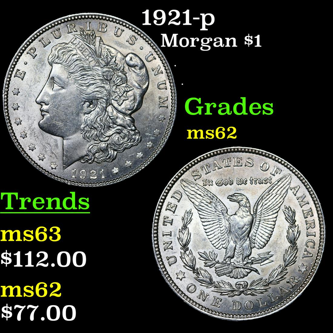 1921-p Morgan Dollar $1 Grades Select Unc (1 of 3)