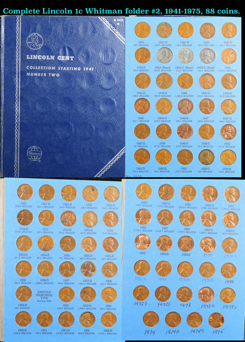 Complete Lincoln 1c Whitman folder 2, 19411975, 88 coins. (3562) on