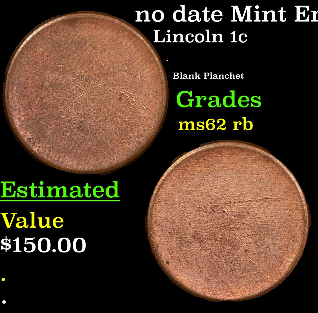 no date Lincoln Cent Mint Error 1c Grades Select Unc RB (1 of 3)