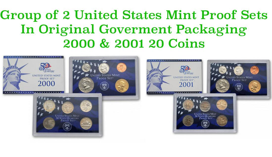 Group of 2 United States Mint Proof Sets 2000-2001 20 coins. (1 of 3)