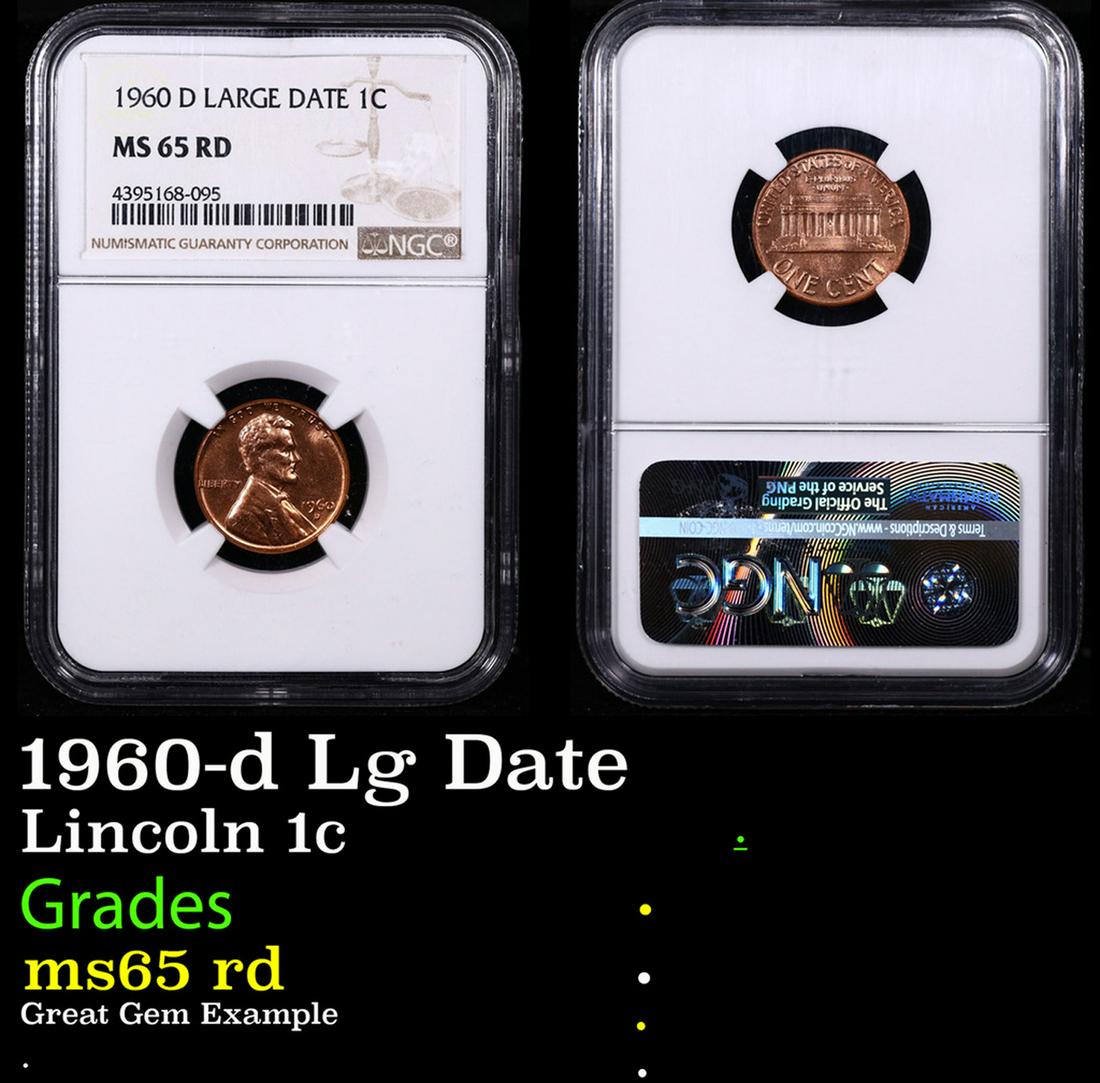 NGC 1960-p Lg Date Lincoln Cent 1c Graded ms65 rd By NGC (1 of 3)