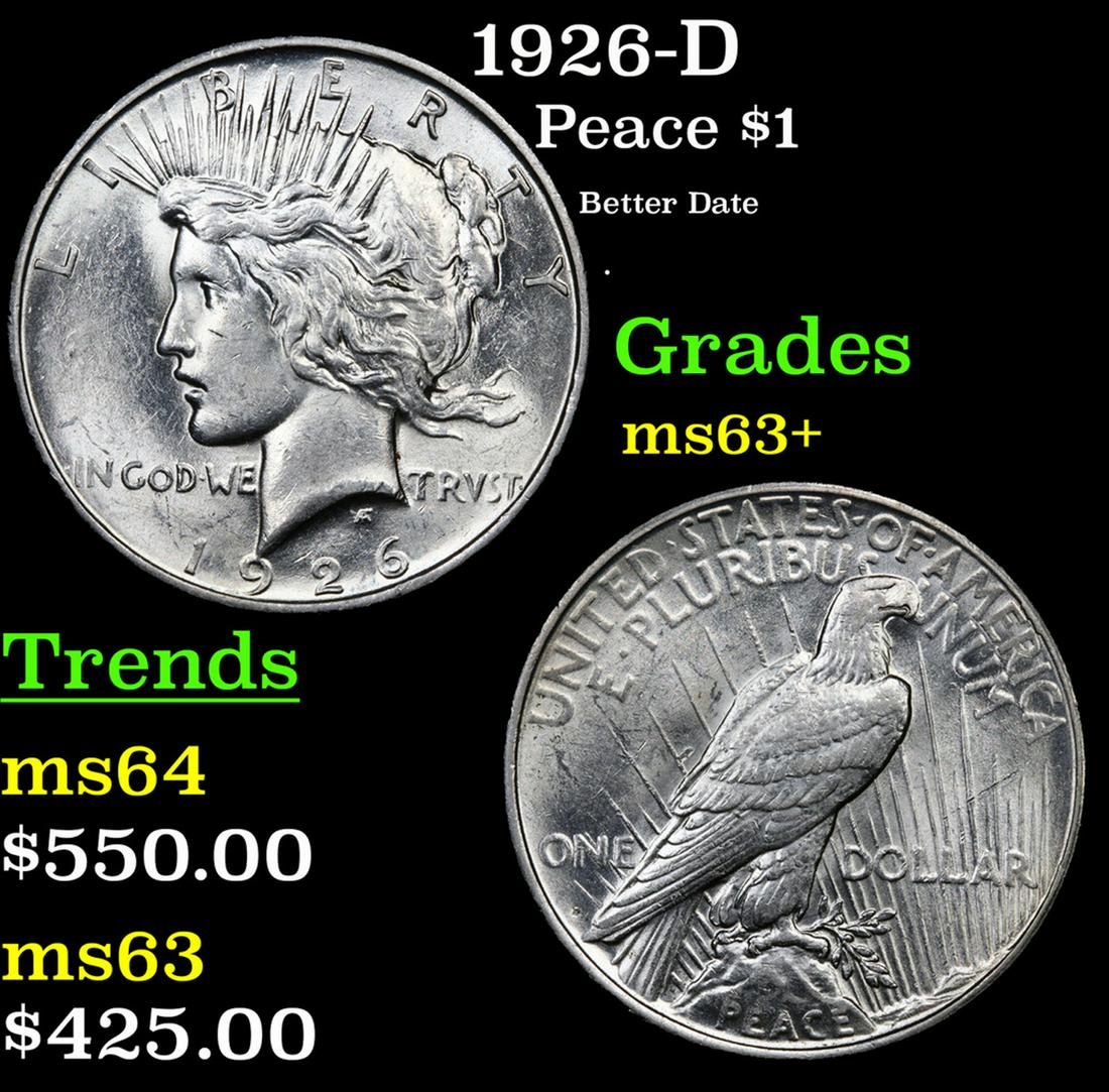 1926-D Peace Dollar $1 Grades Select+ Unc (1 of 3)