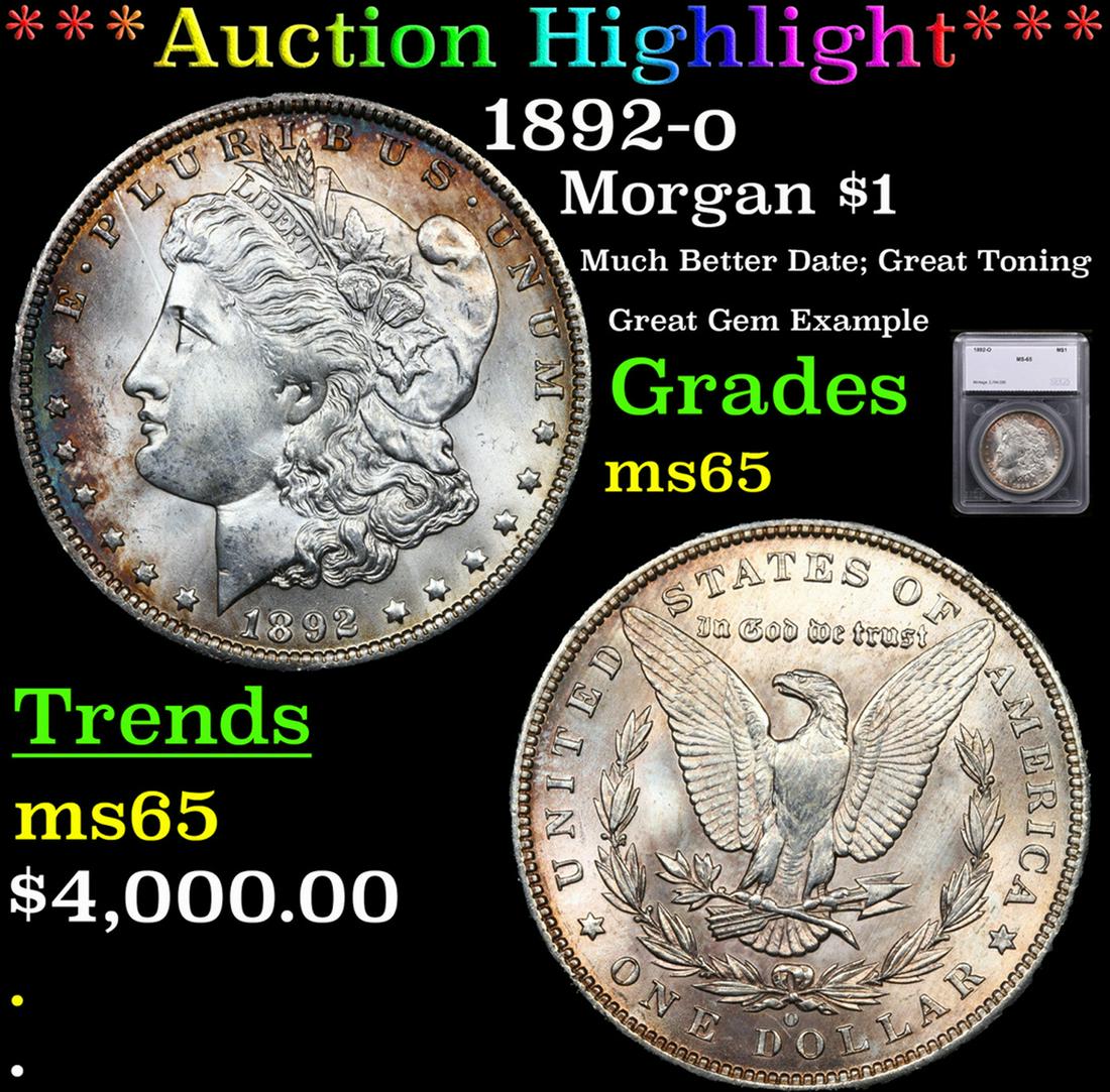 ***Auction Highlight*** 1892-o Morgan Dollar $1 Graded ms65 By SEGS (fc) (1 of 5)