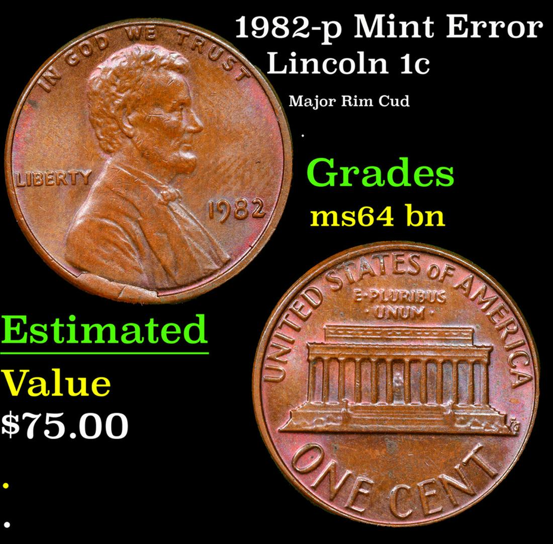 1982-p Lincoln Cent Mint Error 1c Grades Choice Unc BN (1 of 3)