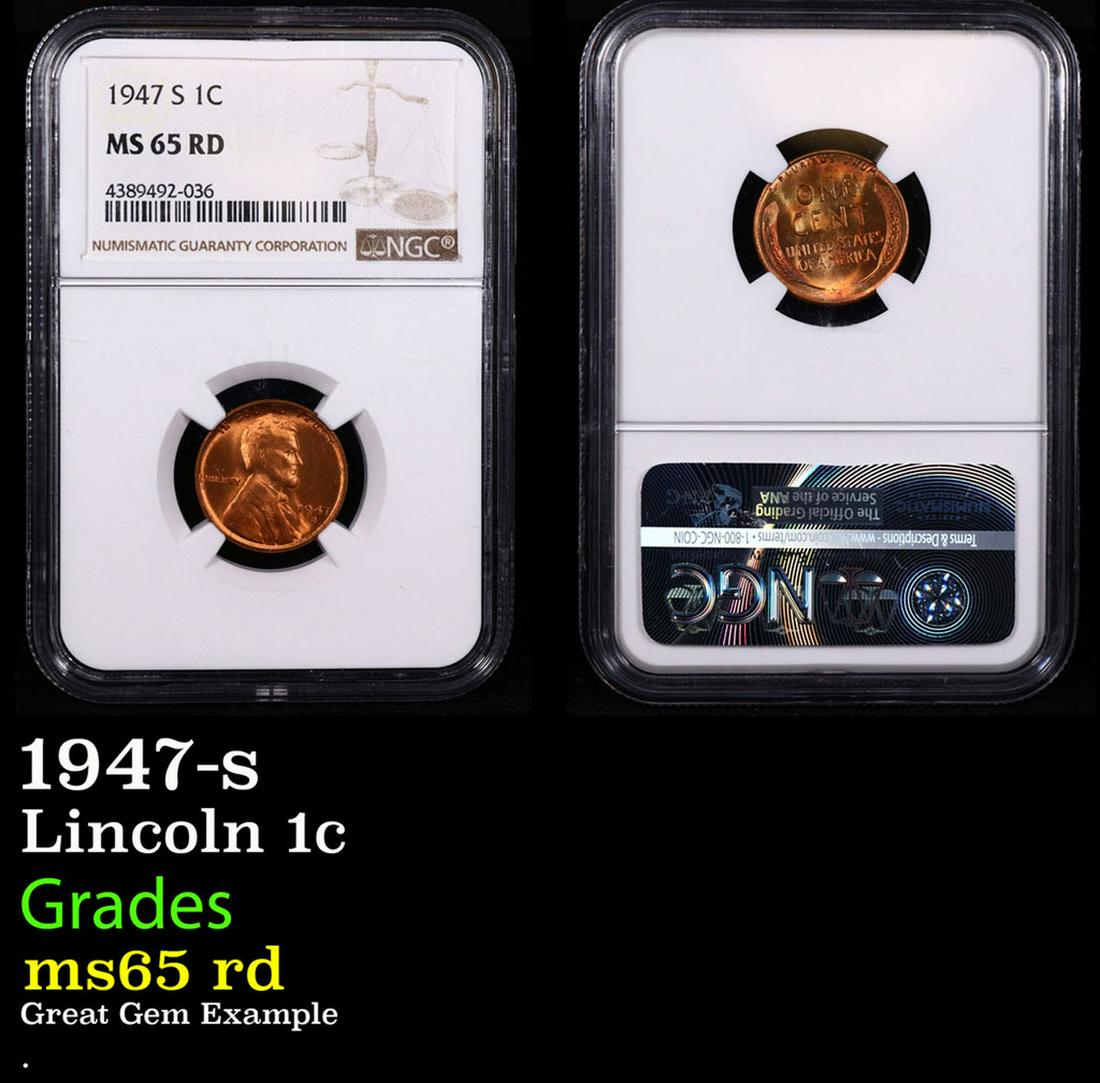 NGC 1947-s Lincoln Cent 1c Graded ms65 rd By NGC (1 of 3)