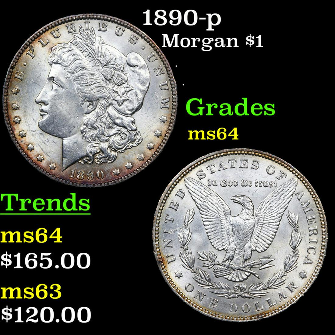 1890-p Morgan Dollar $1 Grades Choice Unc (1 of 3)