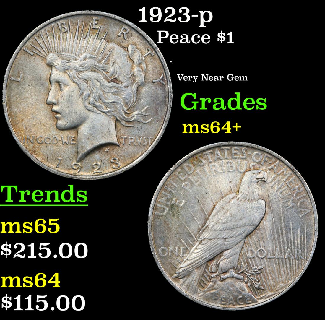 1923-p Peace Dollar $1 Grades Choice+ Unc (1 of 3)