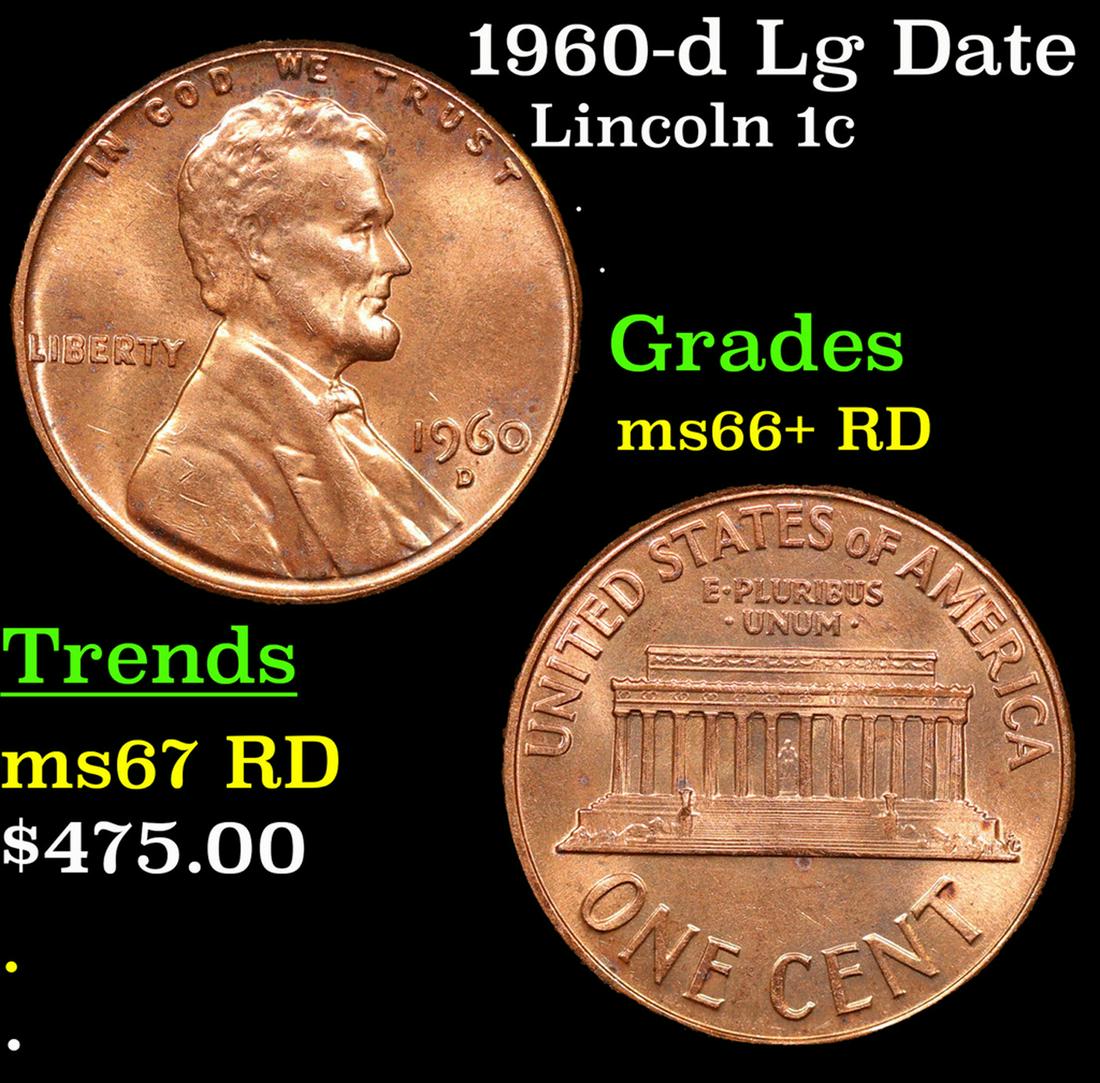 1960-d Lg Date Lincoln Cent 1c Grades GEM++ RD (1 of 3)