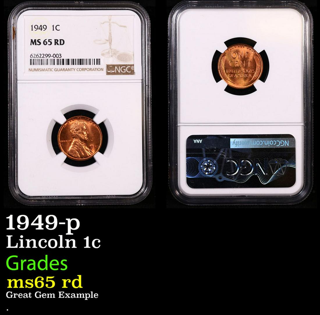 NGC 1949-p Lincoln Cent 1c Graded ms65 rd By NGC (1 of 3)